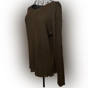 Zara Brown Ribbed Knit Long Sleeve Top Size M